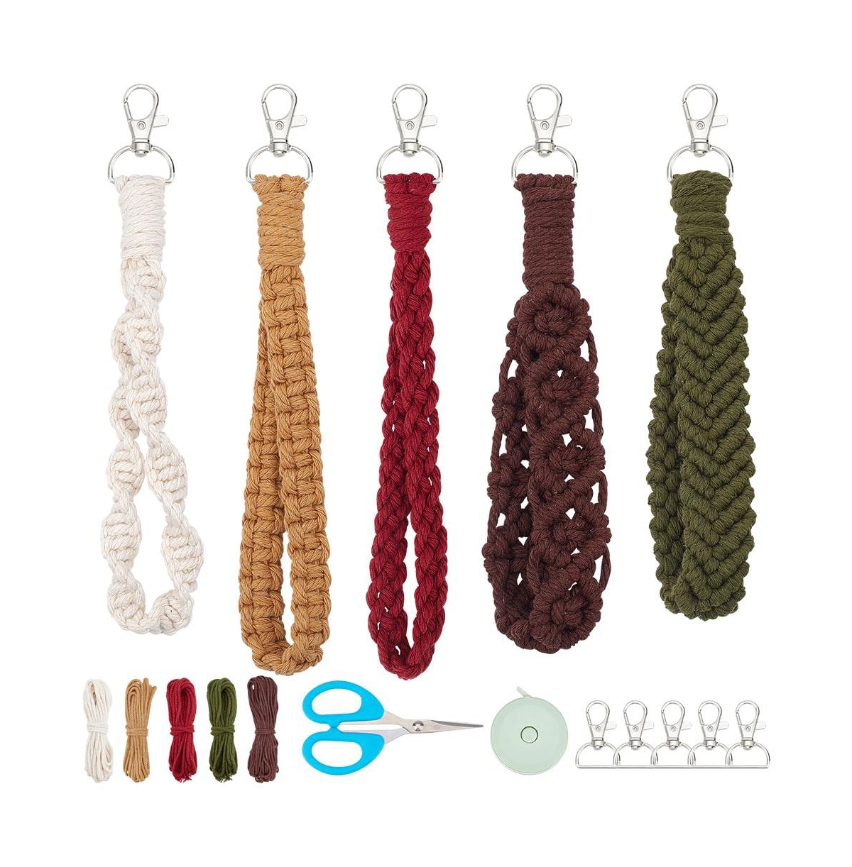 Aeelike 8 Cotton Cord Macrame Keychain Making Supplies For Beginners Step By Instructions