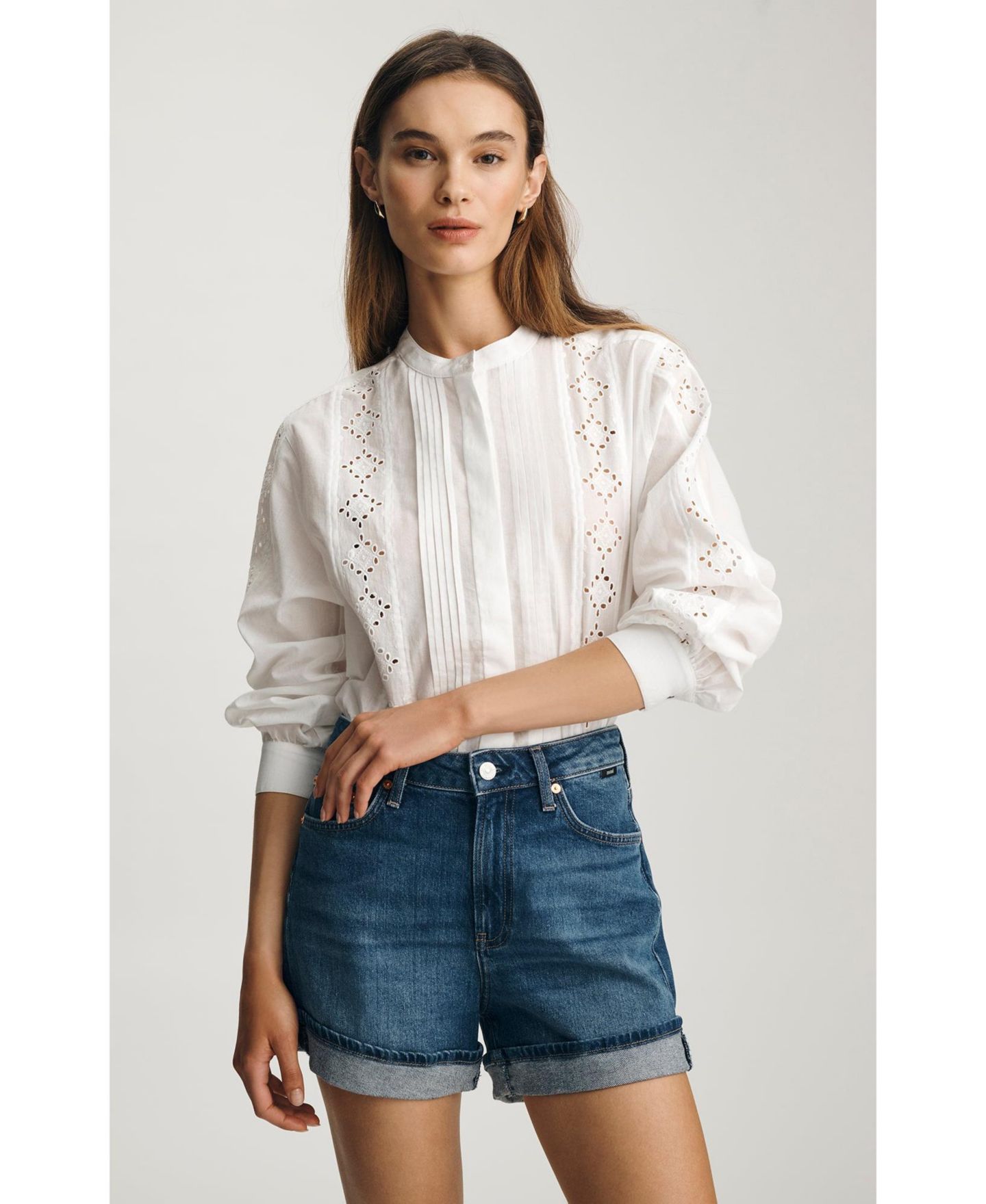 Женские шорты Mavi Jeans Heidi High-Waisted Cuffed Denim, 3.5" Inseam, цвет: Синий — фото 4