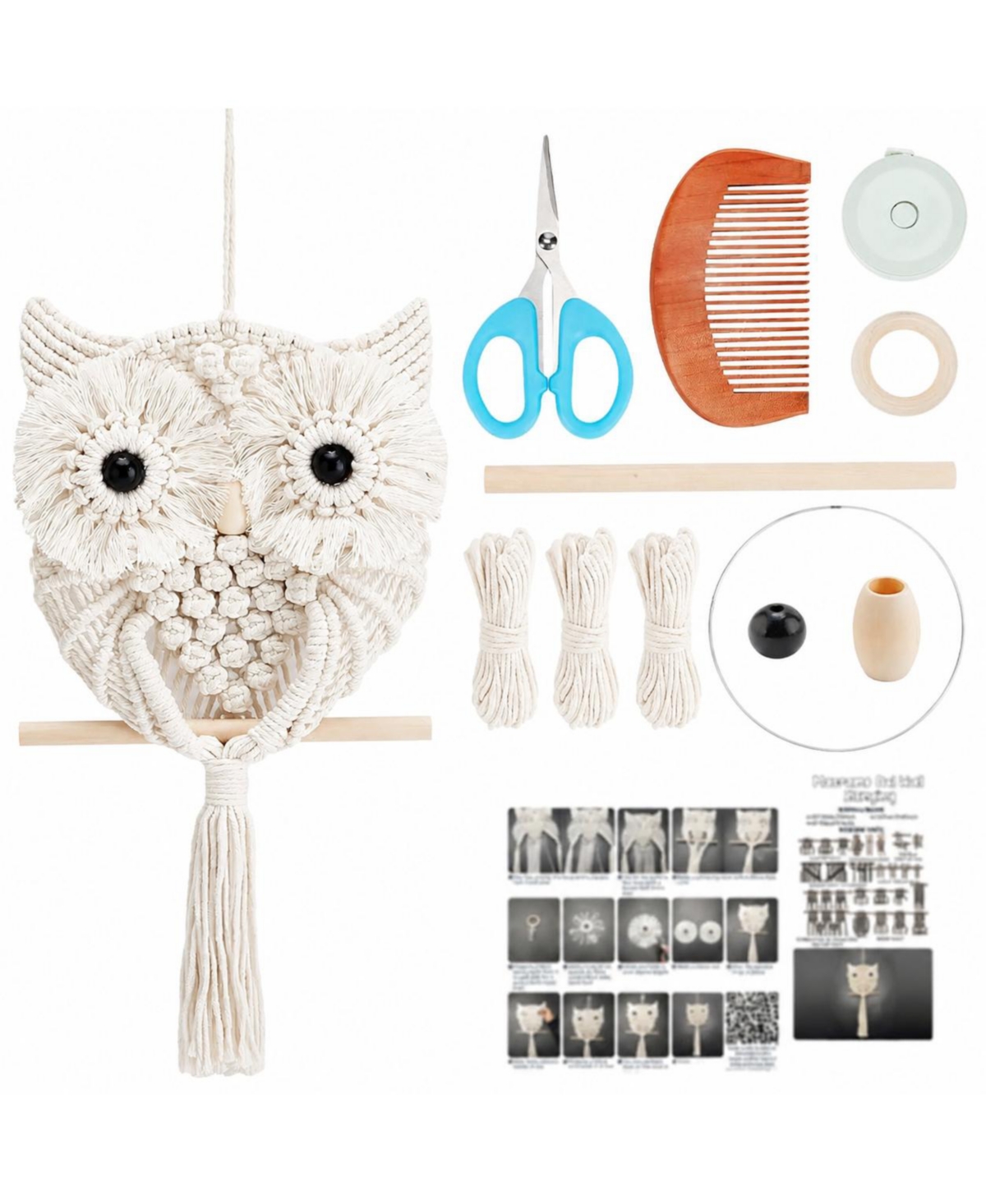 Aeelike Beginner Friendly Owl Macrame Wall Hanging Diy Kit With Video Tutorial