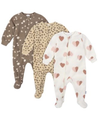 Toddler Girls 2T-5T Pack of 3 Footed Fleece Pajamas