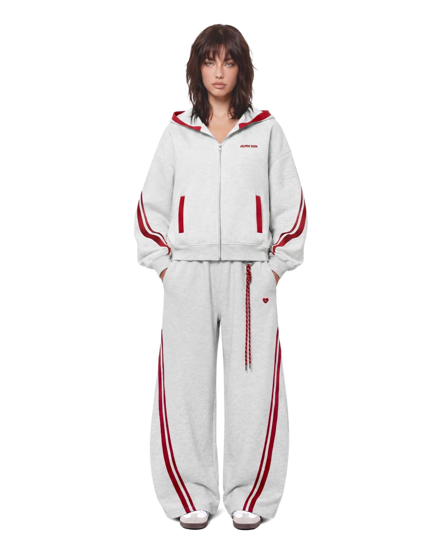 Women's Boxy Contrast Stripe Zip Up Hoodie