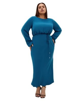 Plus Size Tara Boat Neck Long-Sleeve Maxi Dress