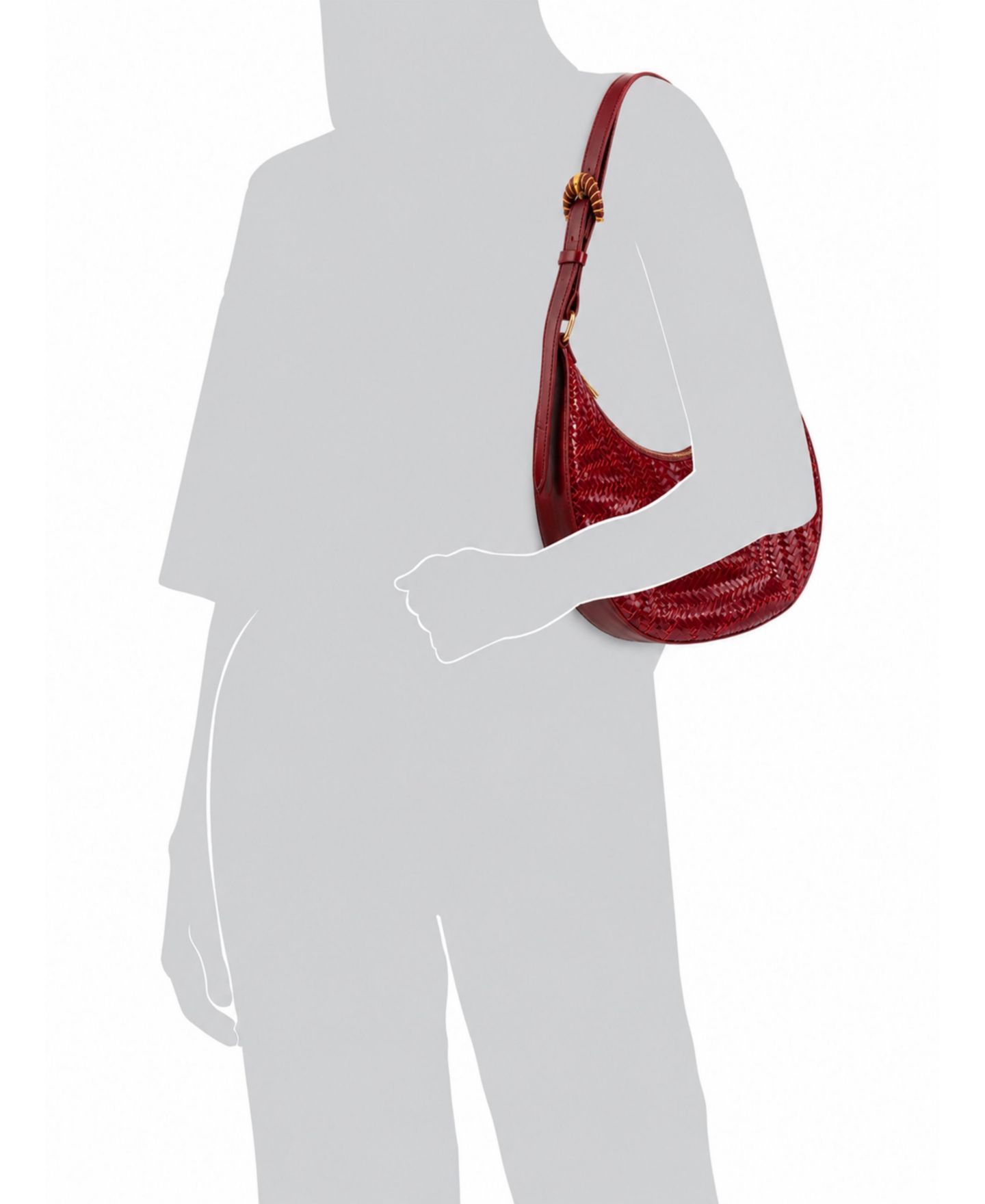 Женская сумка Sam Edelman Charli Woven Crescent Adjustable Small Shoulder Handbag, цвет: Вишнёвый — фото 3