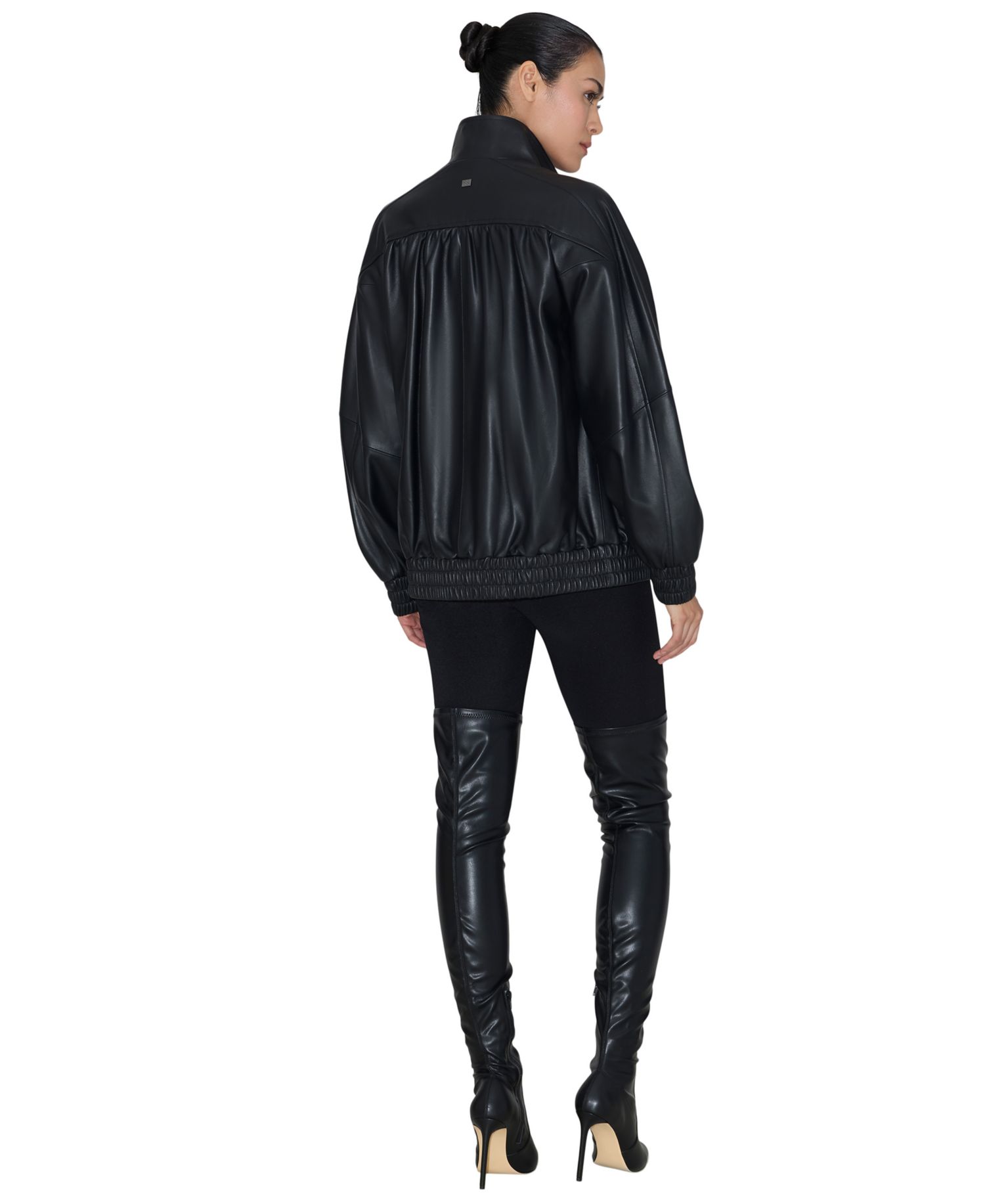 Women's Miu Oversized-Bomber Leather Jacket