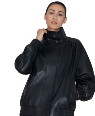 Women's Miu Oversized-Bomber Leather Jacket