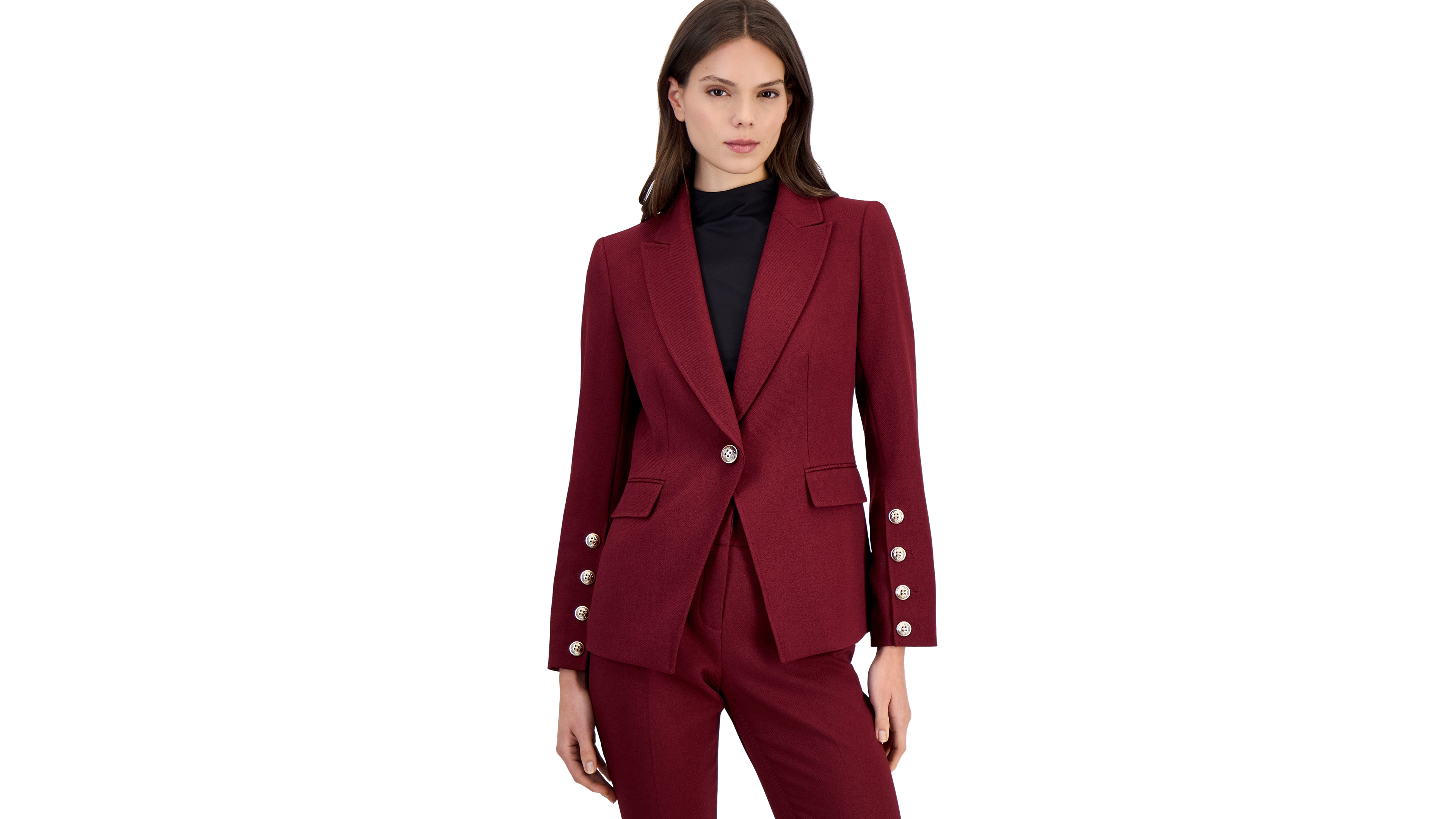 Tahari Petite Single-Breasted Shoulder-Pad Blazer