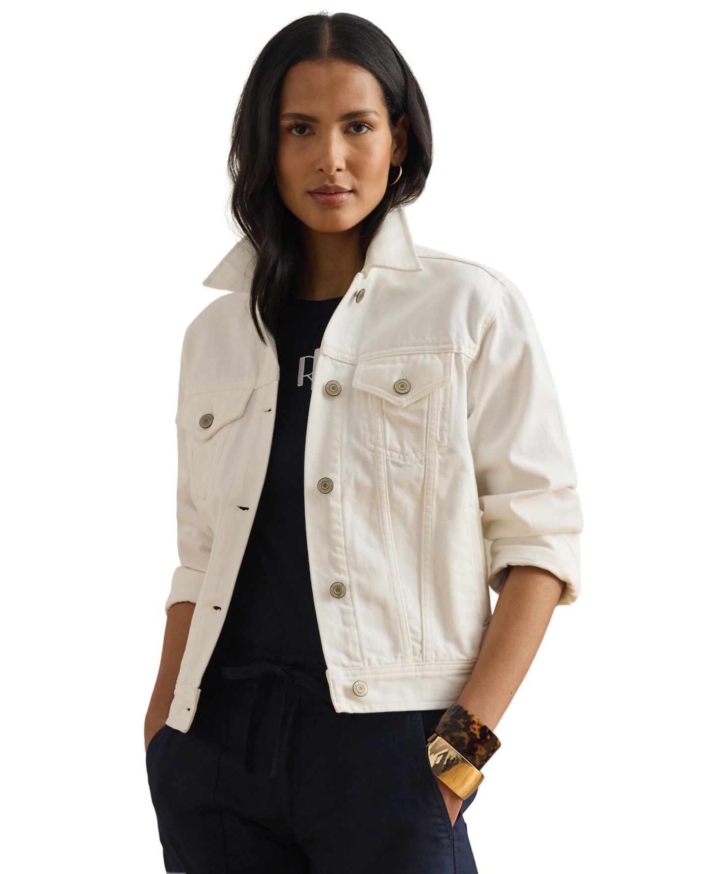 Женская куртка Lauren Ralph Lauren Denim Trucker, цвет: Белый варёный — фото 1