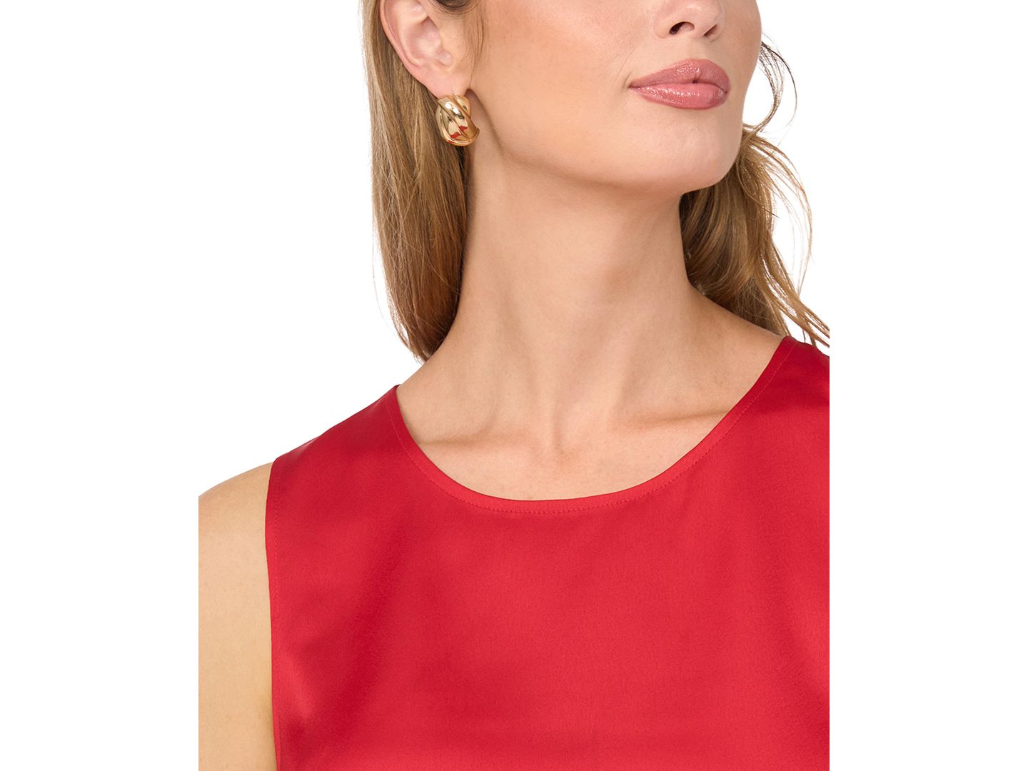 Женская блузка Vince Camuto Satin Crewneck Sleeveless, цвет: Красный — фото 4
