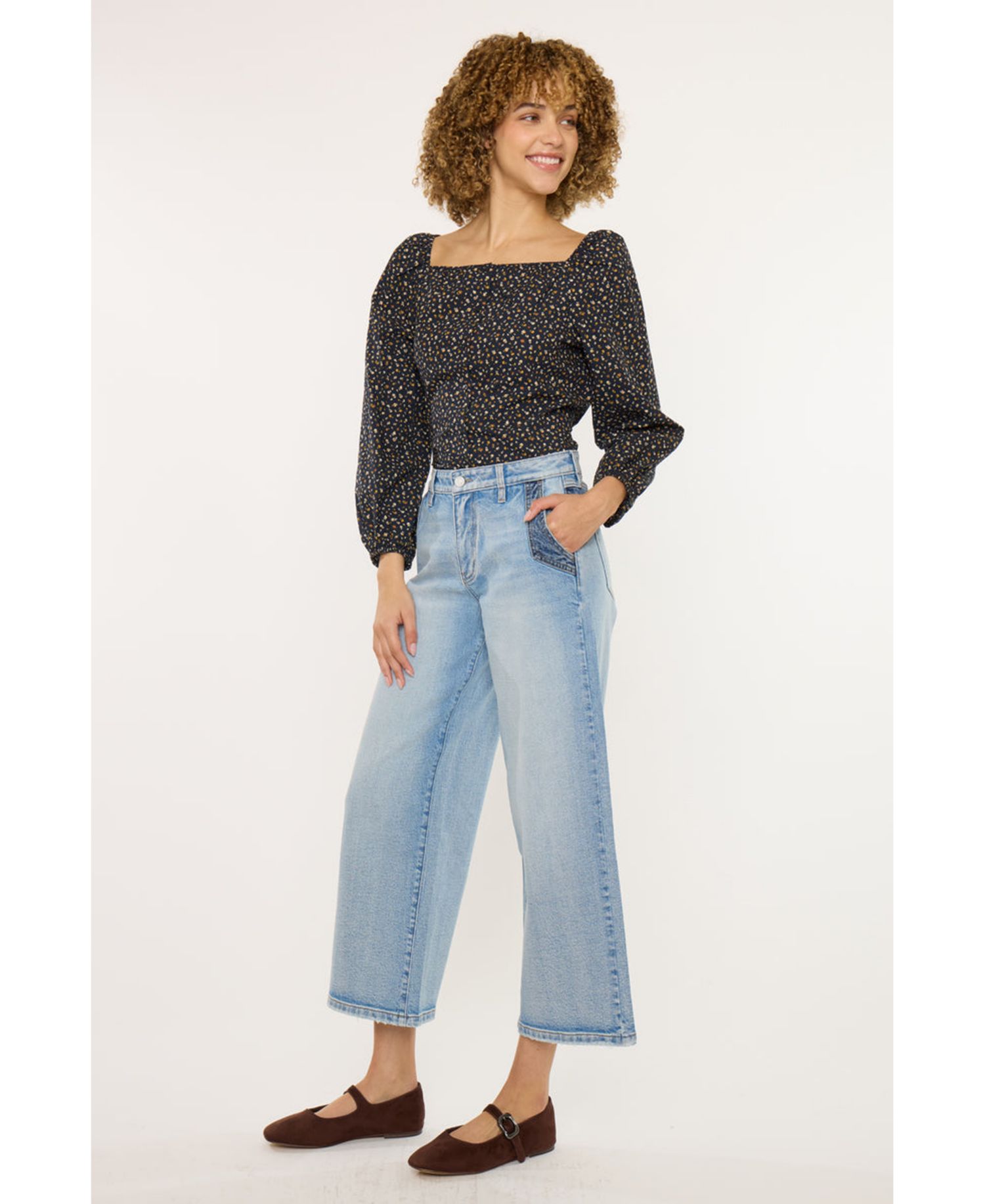 Women's Lorinne High Rise Cropped Wide Leg Jeans