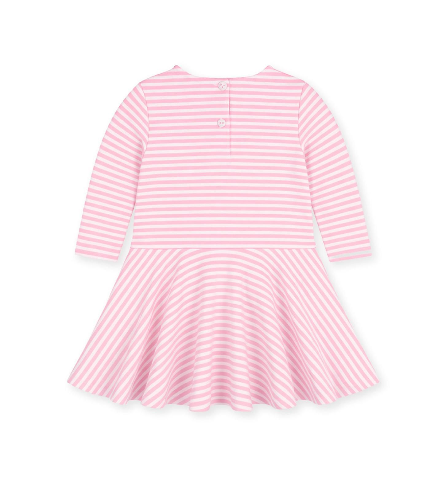 Платье Florence Eiseman Long-Sleeve Drop-Waist Heart-Applique Dress для девочек-малышей, цвет: Розовый / Белый — фото 5