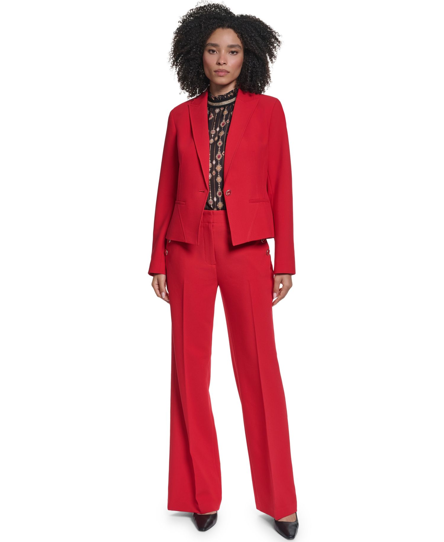 Women's KL186 Cropped Shoulder-Padded Blazer