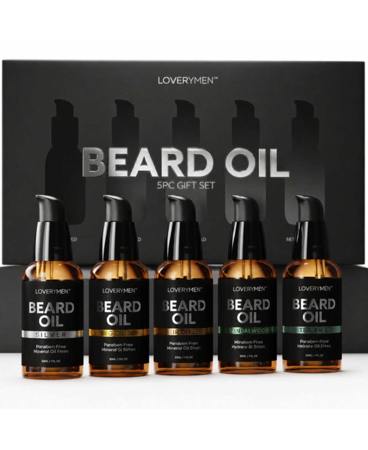Lovery Beard Oils - 5piece Beard Grooming Gift Set