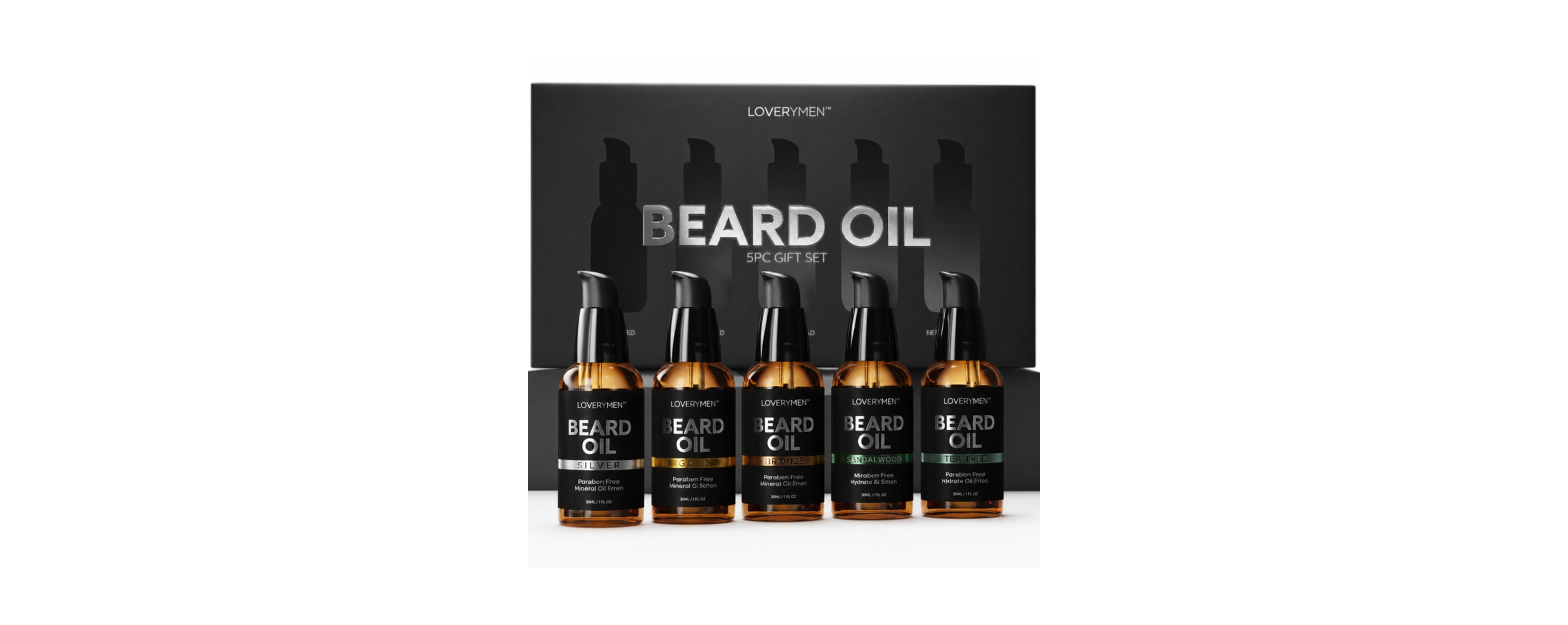 Lovery Beard Oils - 5piece Beard Grooming Gift Set