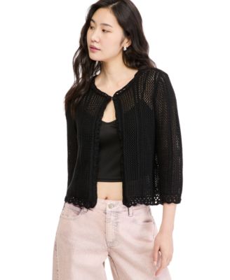 Women's Crochet 3/4-Sleeve Cardigan