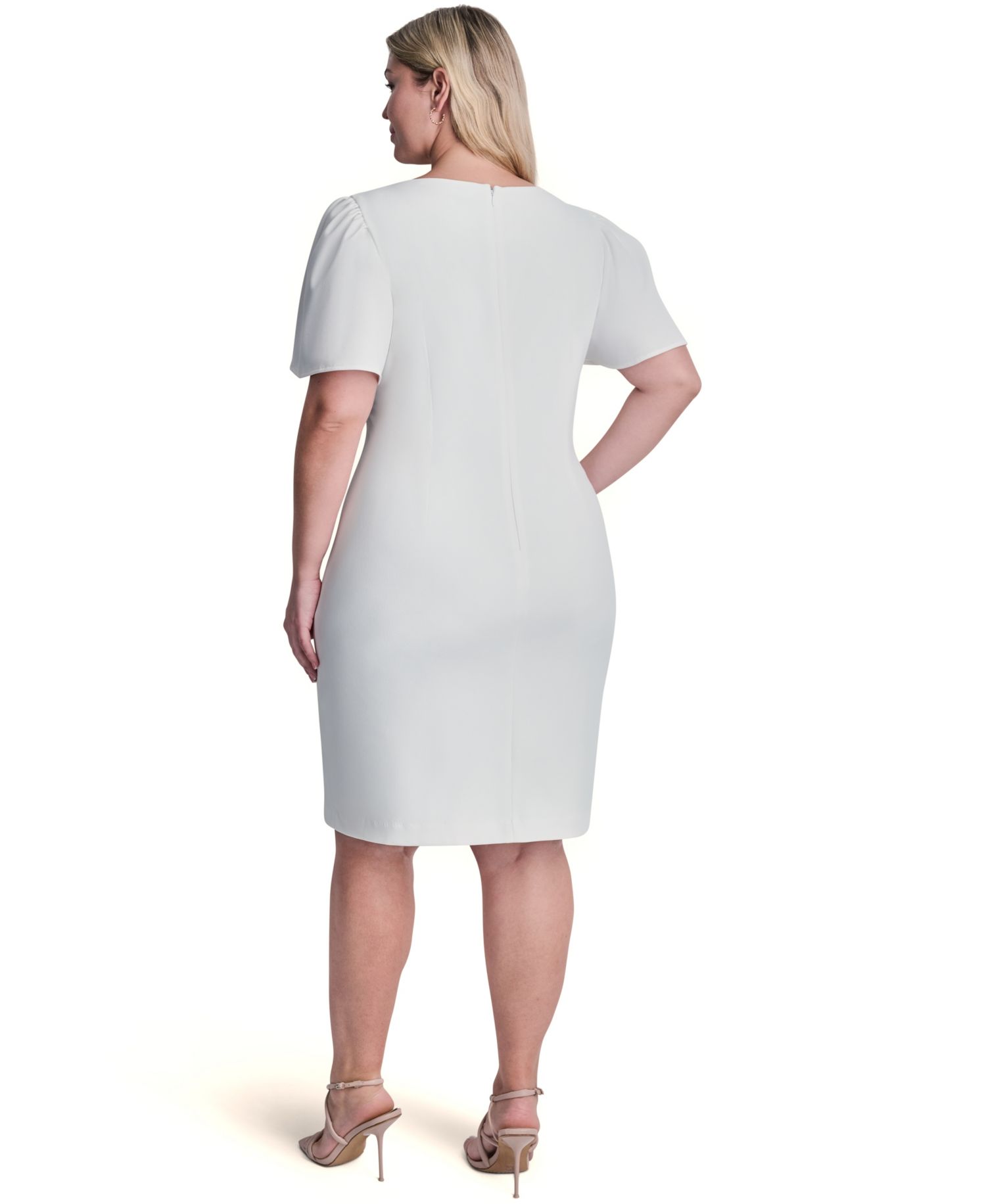 Plus Size Flutter Ruched Sheath Dress