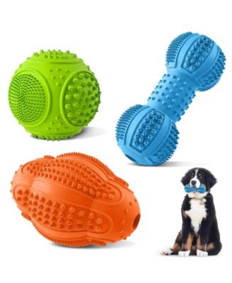 3 Pack Dog Chew Toys For Aggressive Chewers Multifunctional Teeth Cleaning Gum Massage Tough Rubber Interactive Training Play