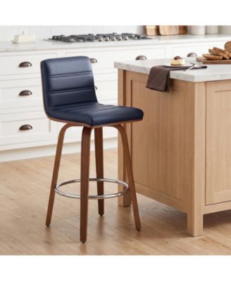 29" Swivel Bar Height Stools, L-Shaped Faux Leather Kitchen Stools