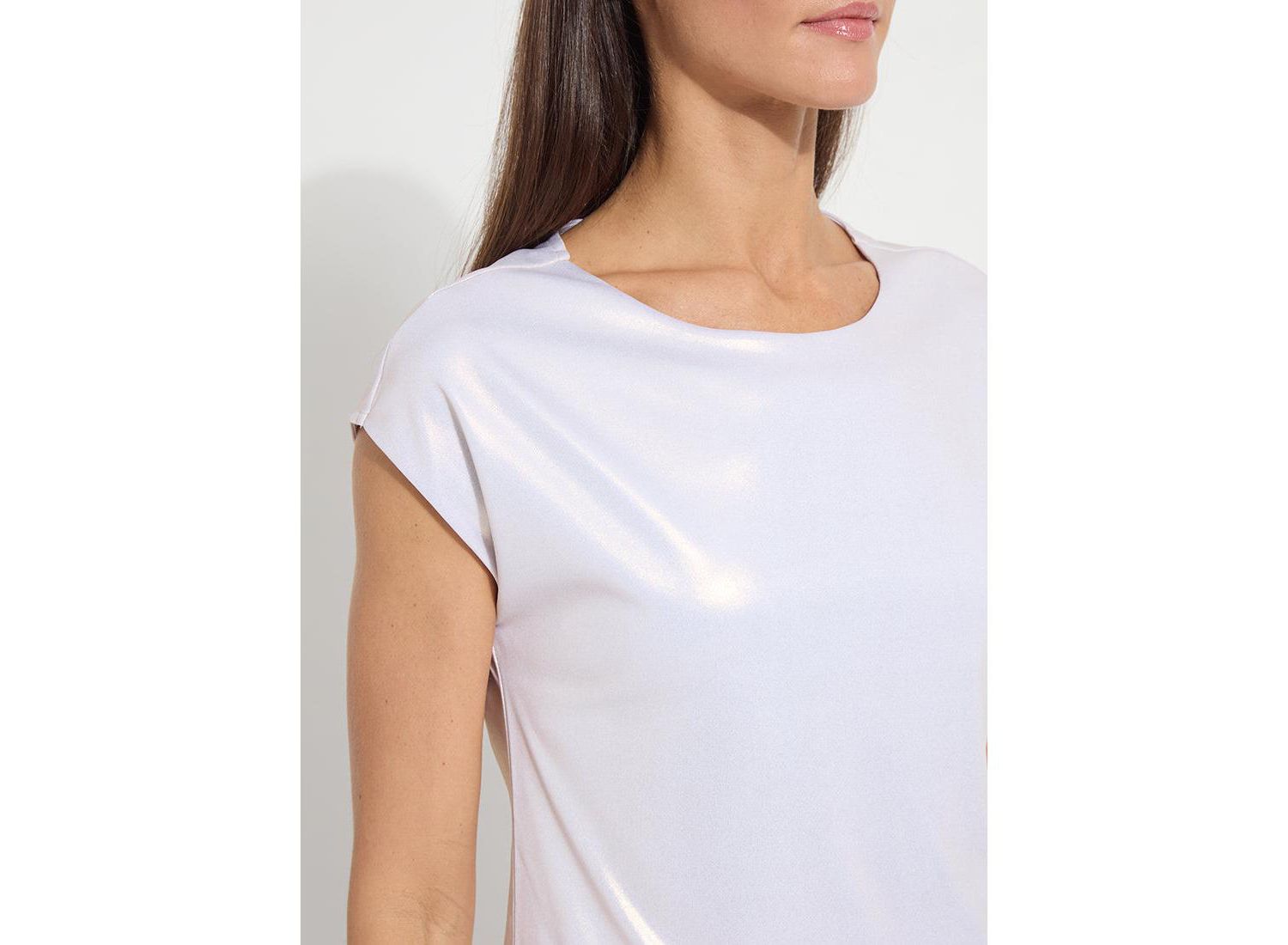 Women's Lyssentials Metallic Boat Neck T-Shirt