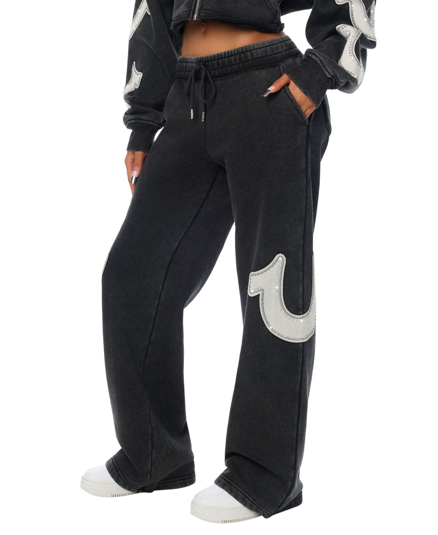 Women's Low-Rise Straight Leg Cotton-Blend Drawstring Sweatpants