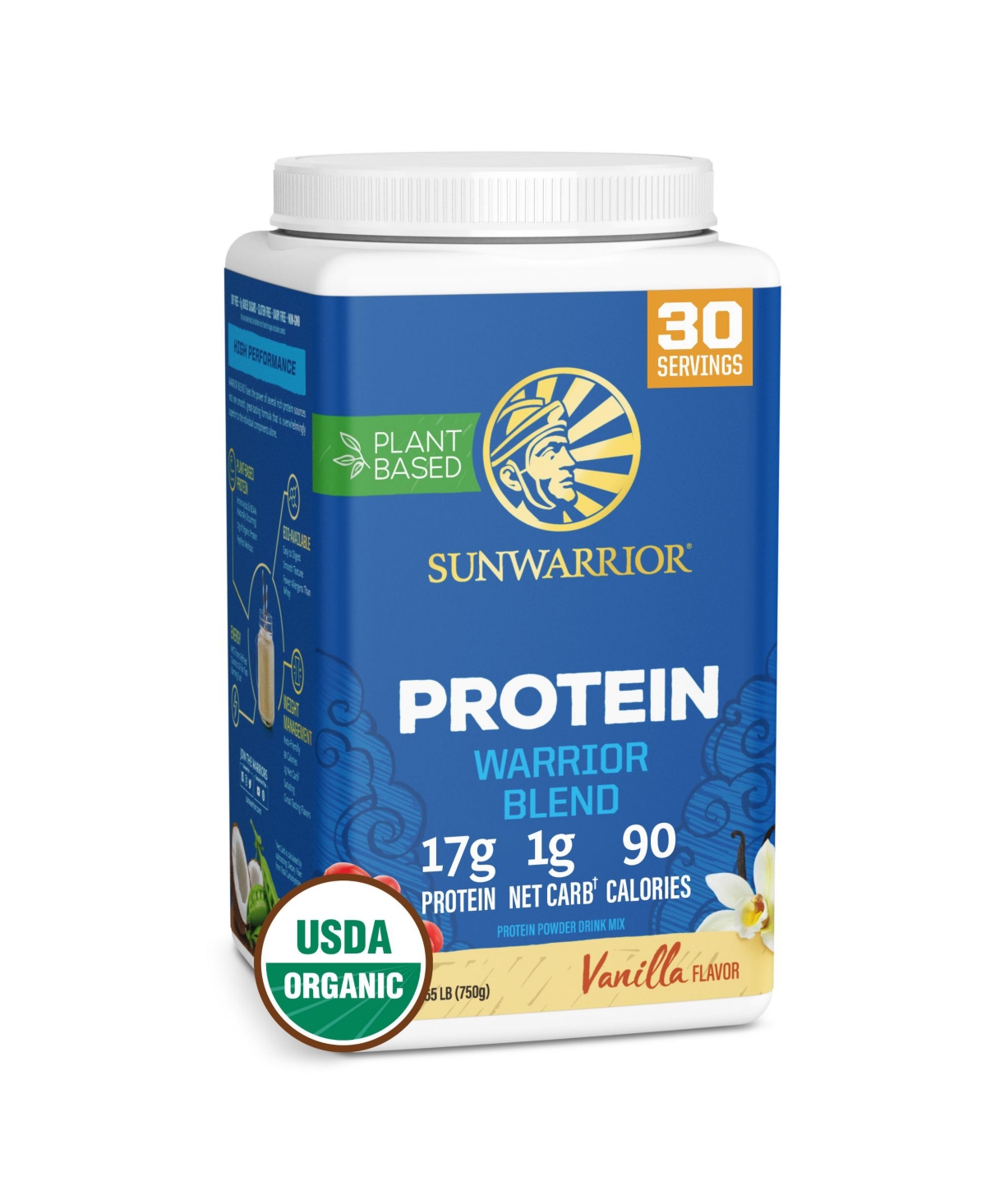 Sunwarrior Warrior Blend Protein Powder, Vanilla Flavor, 750 Gram, 30 Servings