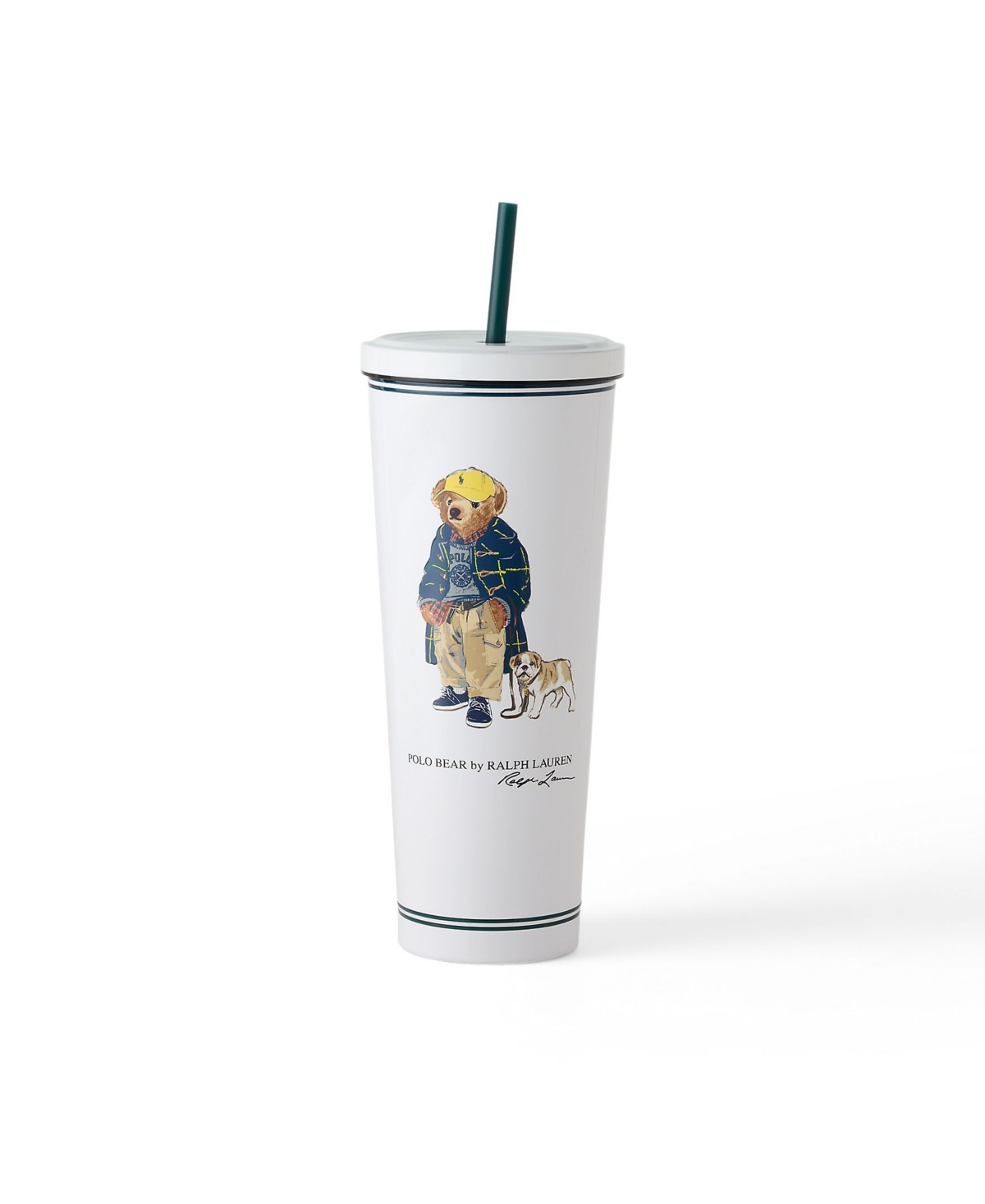 Polo Ralph Lauren Toggle Coat Bear 17 oz. Iced Beverage Straw Cup - White