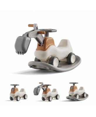 4-in-1 Ride-On Excavator Rocking Vehicle Toy, Ages 3-5
