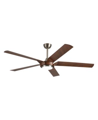 65 Brushed Nickel Industrial Downrod Mount Windmill Large Ceiling Fan with Remote and LED Light