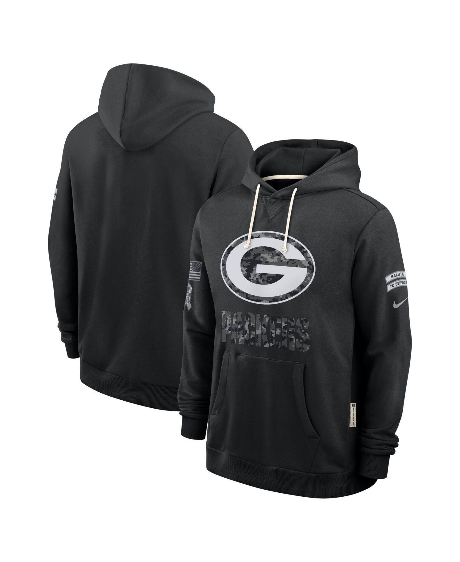 Men's Black Green Bay Packers 2026 Salute to Service Sideline Pullover Hoodie