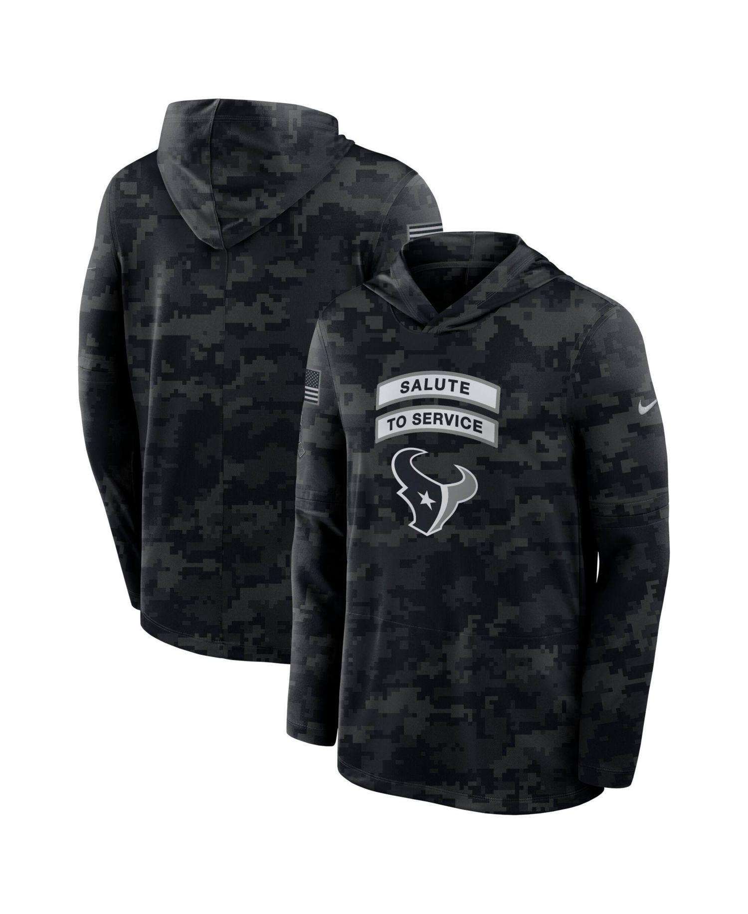 Men's Black Houston Texans 2026 Salute to Service Sideline Lightweight Hooded Pullover