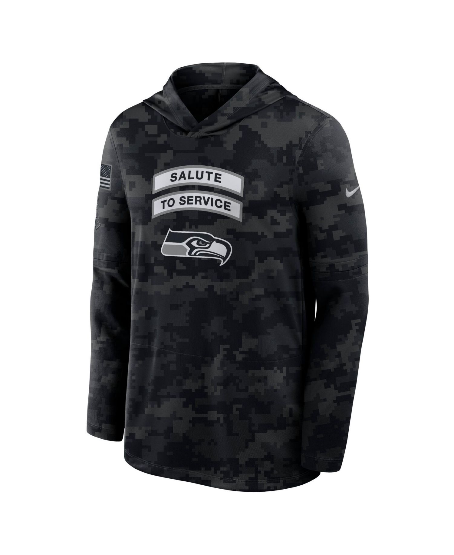 Men's Black Seattle Seahawks 2026 Salute to Service Sideline Lightweight Hooded Pullover
