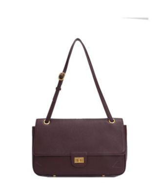Haven Leather Flap Shoulder Bag, Classic Crossbody Satchel with Adjustable Strap and Zip Pockets