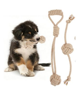 Durable Cotton Rope Dog Chew Toy For Small Medium Dogs Teething Relief Tug Of War