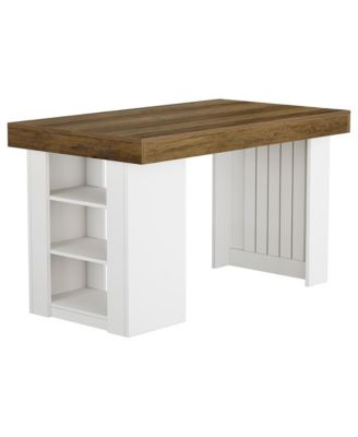 Counter Height Bar Table with 3 Tier Shelves for Kitchen Dining and Home