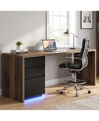 78.9" Executive Desk with Drawers and LED Light