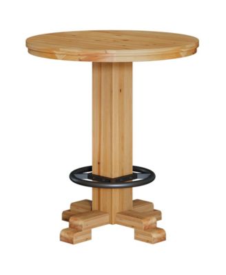 Solid Wood Bistro Bar Table with Round Top and Metal Footrest for Dining Room