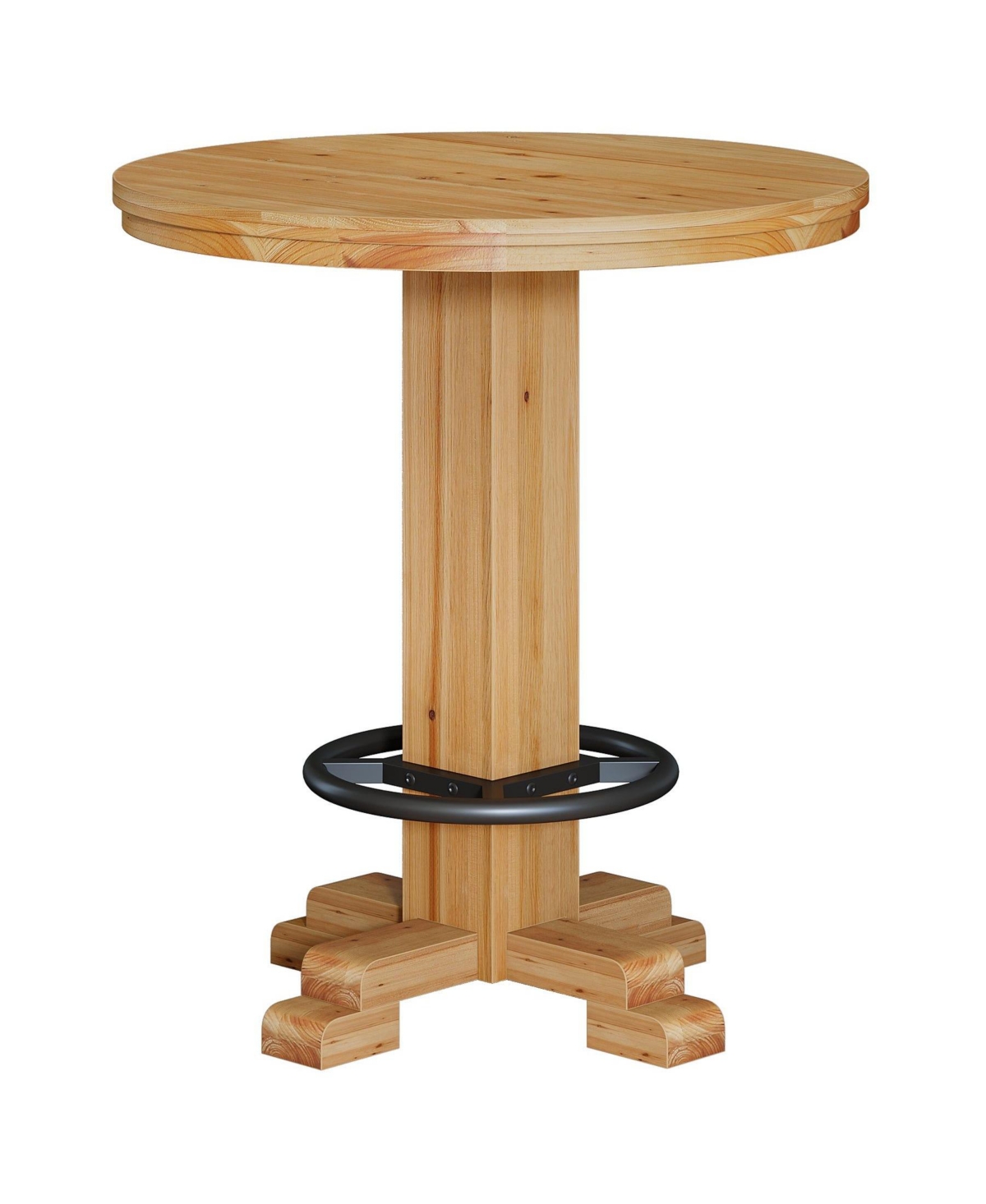 Slickblue Solid Wood Bistro Bar Table with Round Top and Metal Footrest for Dining Room
