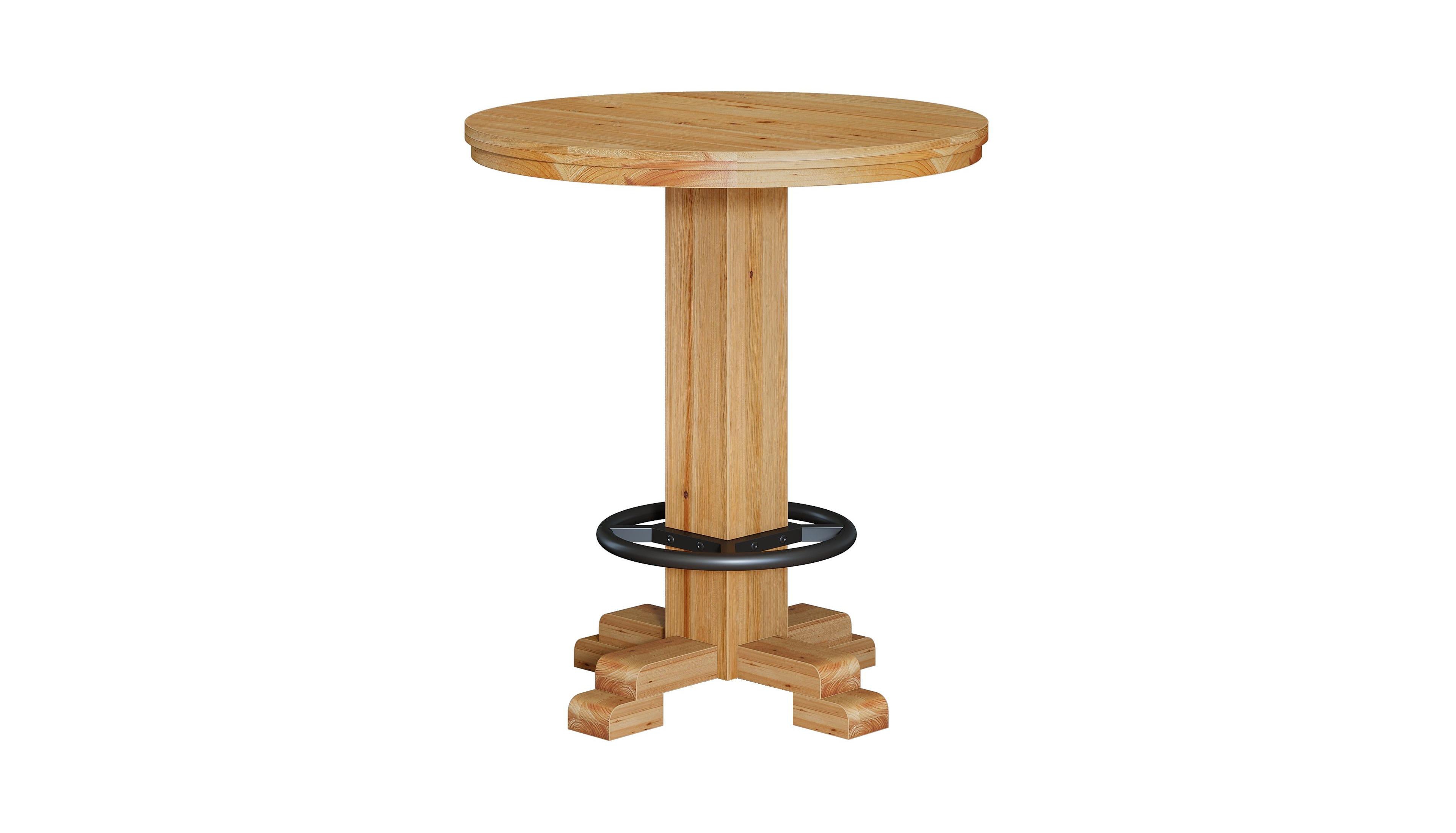 Slickblue Solid Wood Bistro Bar Table with Round Top and Metal Footrest for Dining Room