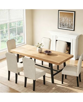 87 Inches Industrial Dining Table for 8-10 - Extra Long Rectangular Wood Top, Pear Wood Primary Colors