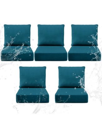 6" Thick 24 x 24 in Outdoor Chair Cushions Set, Waterproof Fade-Resistant Deep Seat Cushions, Seat and Backrest