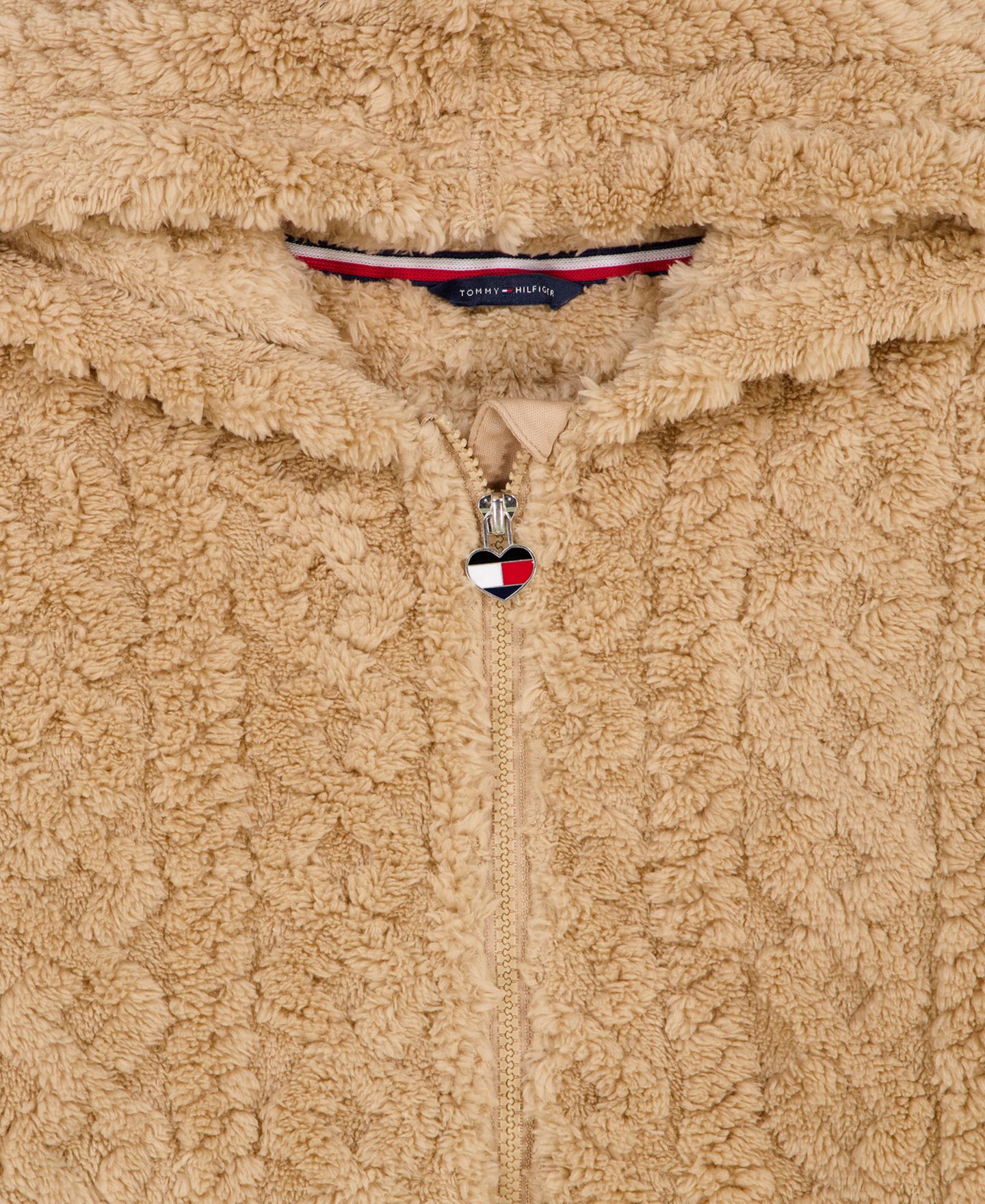 Худи Tommy Hilfiger Full-Zip Cable-Knit Sherpa для девочек, цвет: Верблюжий — фото 3
