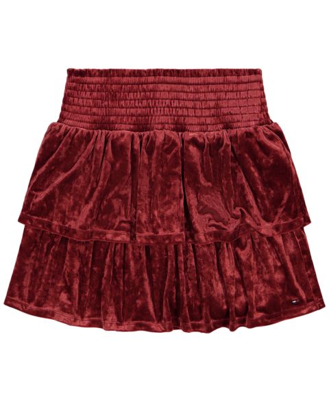 Юбка Tommy Hilfiger Panne Velvet Smocked Waist Tiered для девочек, цвет: Мерло