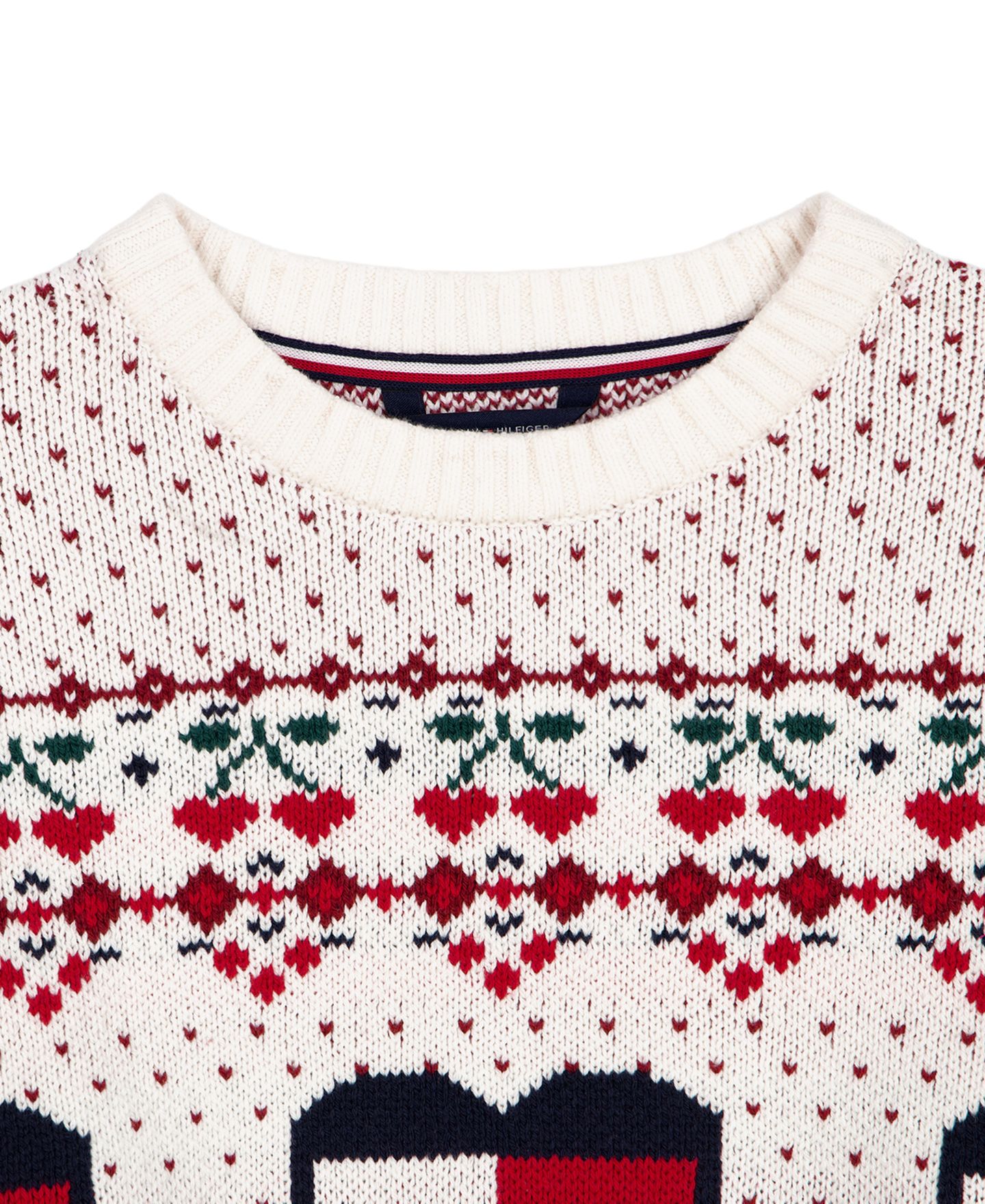 Свитер Tommy Hilfiger Heart Flag Intarsia Crewneck для девочек, цвет: Egret — фото 7