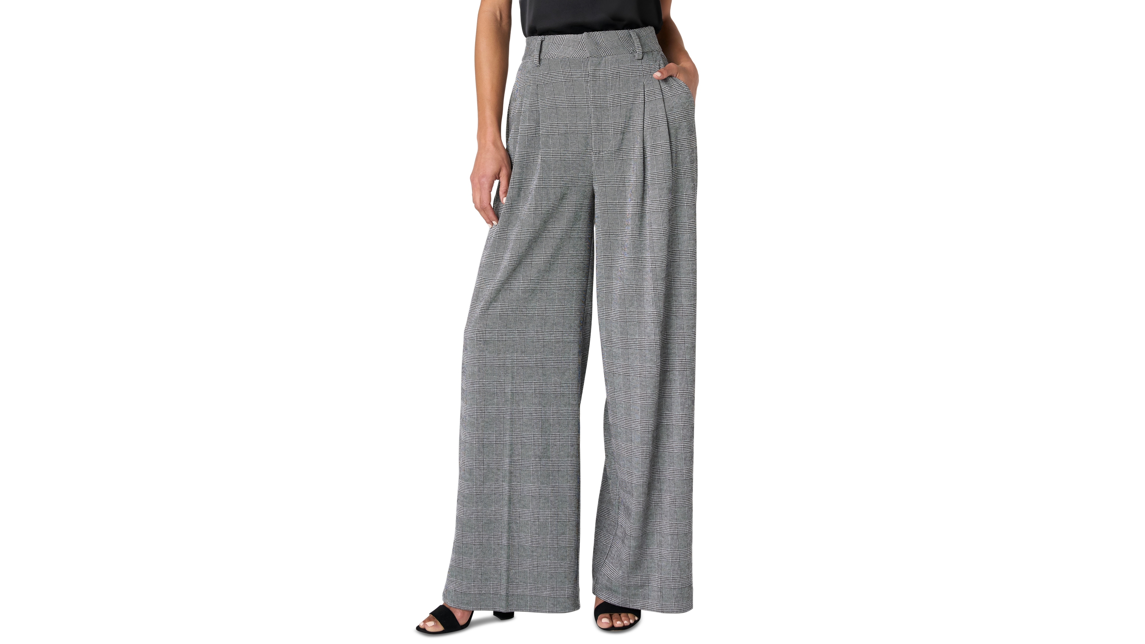 Liverpool Los Angeles Women's Brooke Glen Plaid High-Waisted Wide-Leg Pants