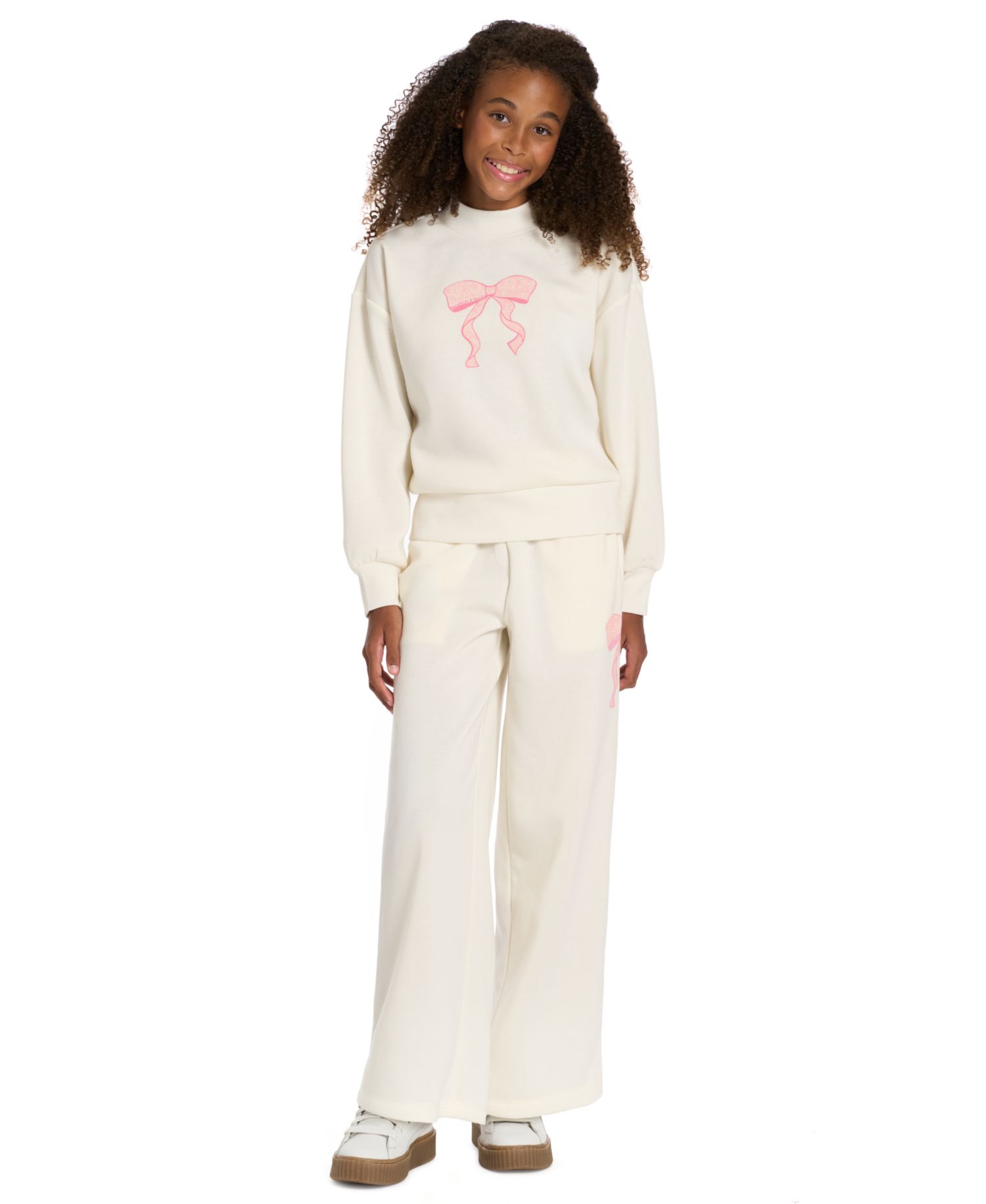 Girls' 4-6X Crewneck Long-Sleeve Sweatshirt and Wide-Leg Pants, 2-Piece Set
