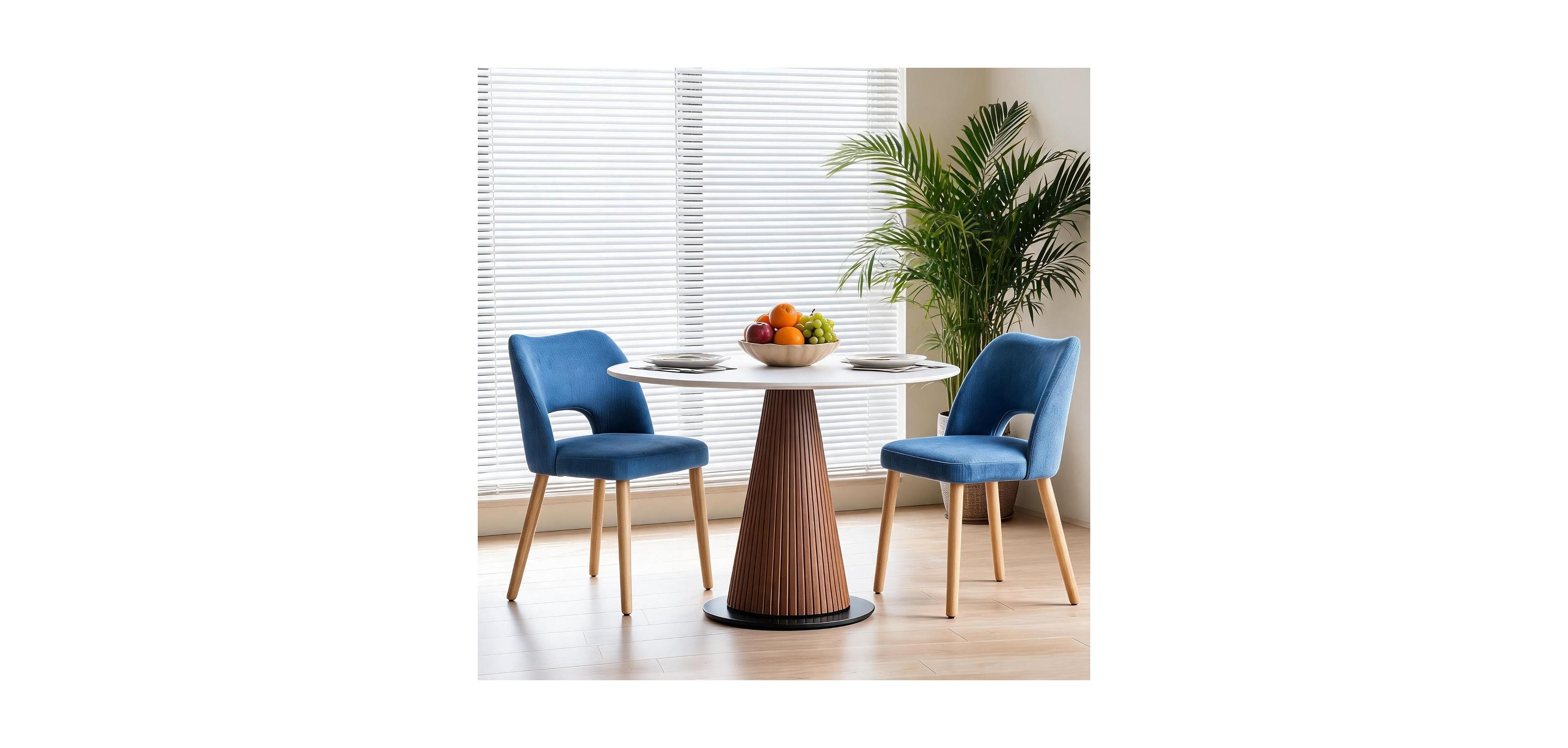 homfan 2 Set of Modern Upholstered Dining Chairs, Sturdy Wood Legs, Farmhouse Style Fabric Kitchen Chairs for Dining Room, Kitchen