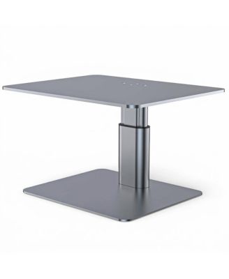 Adjustable Height Metal Monitor Stand With Under-Desk Storage, Compatible With Monitors, Keyboards & Notebooks