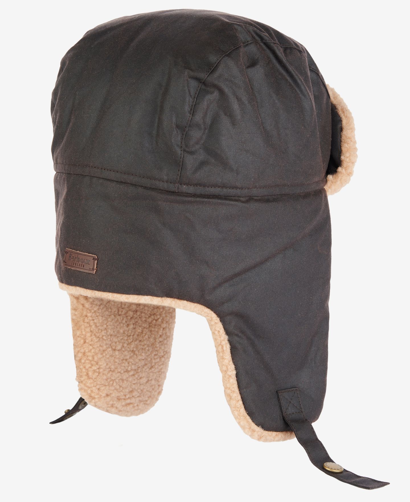 Мужской головной убор Barbour Waxed-Cotton Fleece-Lined Morar Trapper Hat, цвет: Оливковый — фото 12