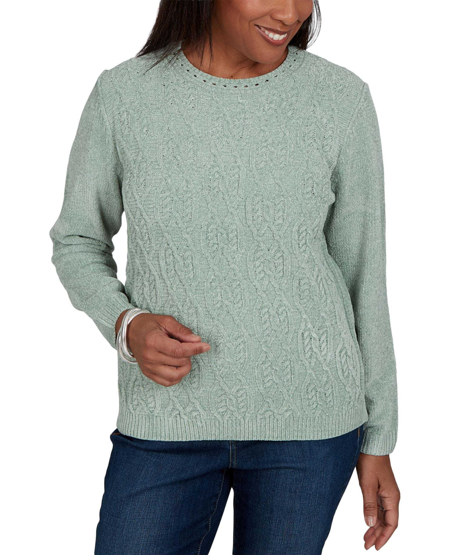 Women's Classic Cable Pullover Chenille Sweater