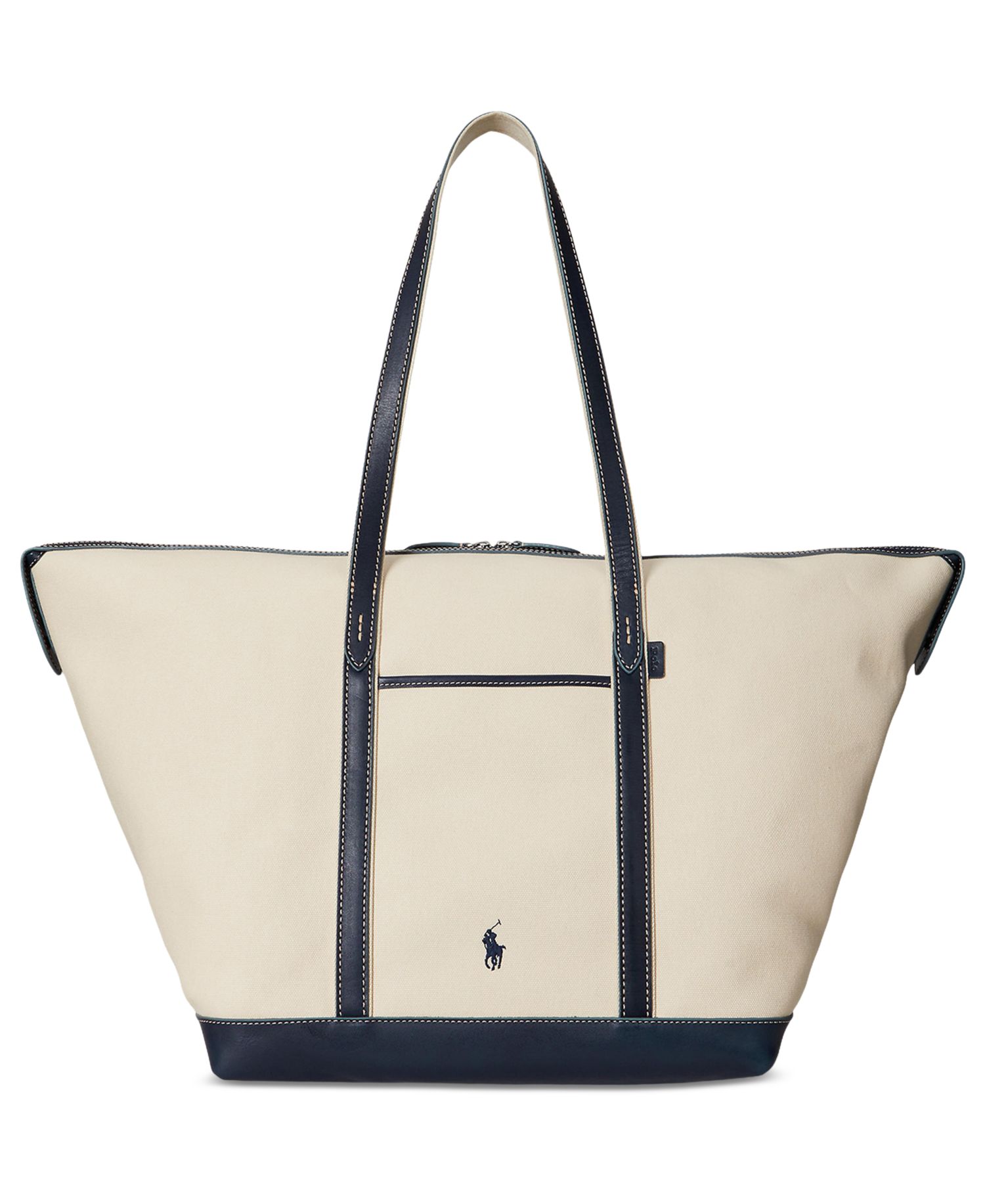 Women's Leather-Trim Canvas Large Shopper Tote