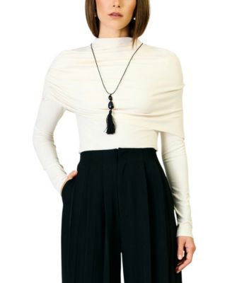 Women's Angeli Mock Neck Long-Sleeve Cape-Style Top
